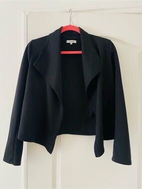 Max Studio London Black Open-Front Cropped Jacket Cardigan
